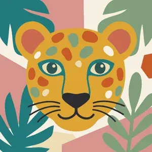 Colorful Leopard Face Portrait