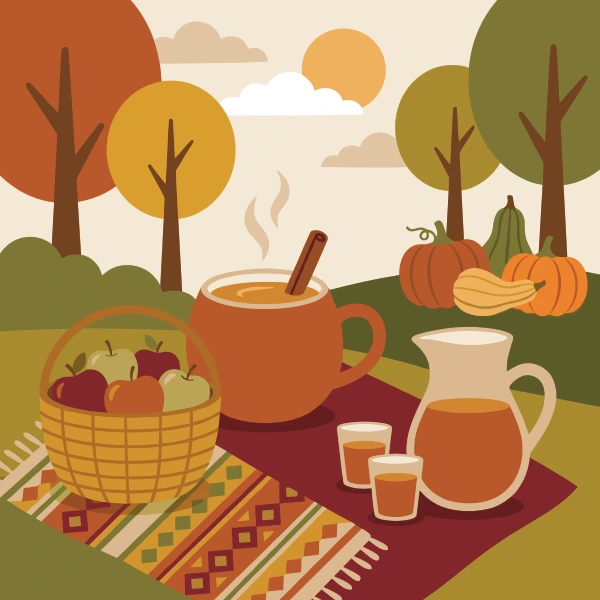 Apple Cider Autumn free printable jigsaw puzzle & coloring page