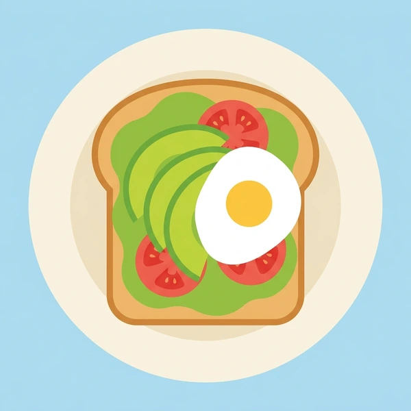 Sliced avocado spread on toasted bread served on a breakfast plate