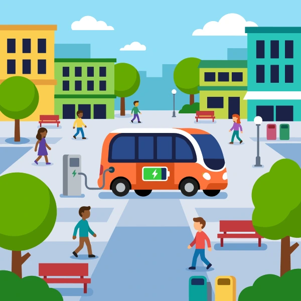 Powder blue, light gray, and navy blue battery powered shuttle set against stars, planets, moons, or glowing space colors.