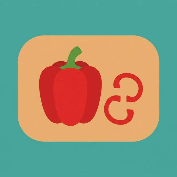 Colorful bell pepper placed on a wooden chopping board