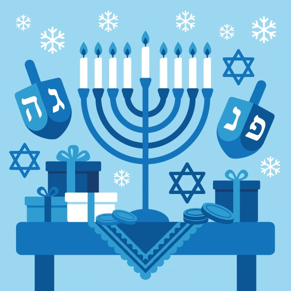 Blue and White Hanukkah free printable jigsaw puzzle & coloring page
