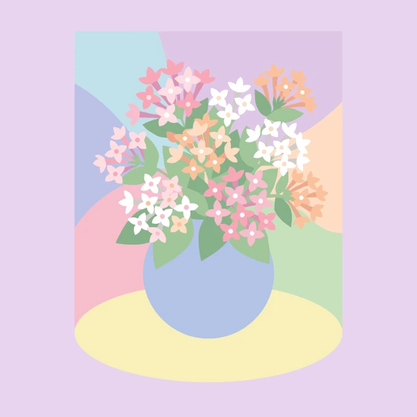 Small blue brunnera flowers on tall stems above large heart-shaped leaves and mossy rocks in a dark woodland