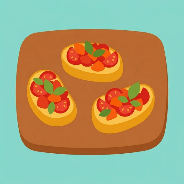 Bruschetta On Appetizer Board arranged as a food scene with clear ingredient details and serving context