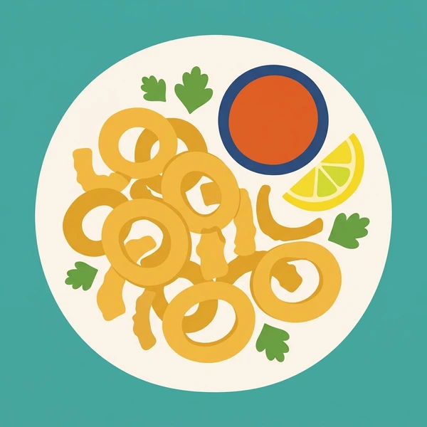 Calamari On Appetizer Plate arranged as a food scene with clear ingredient details and serving context