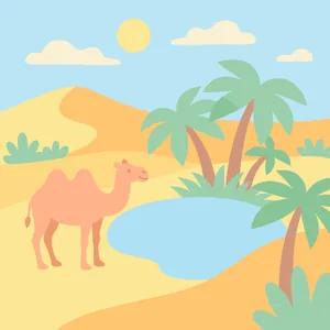 Camel at Desert Oasis