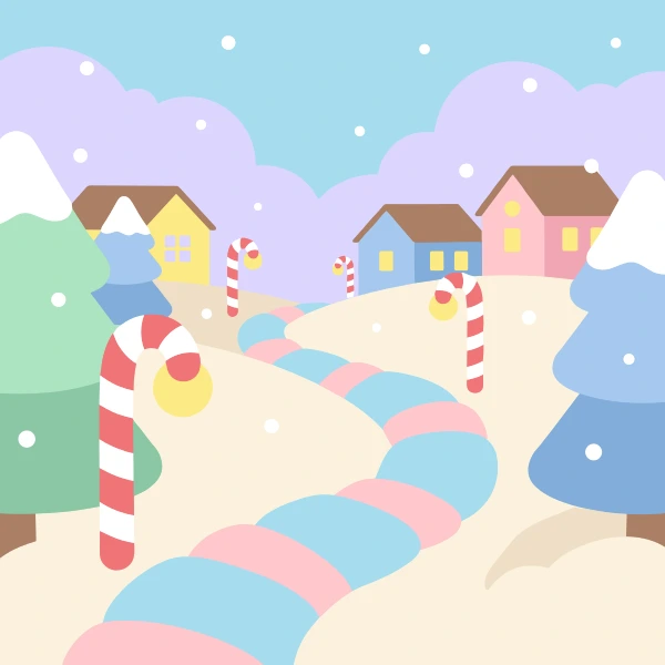 Candy Cane Winter Village free printable jigsaw puzzle & coloring page