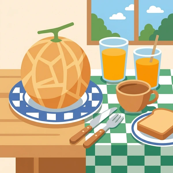 Cantaloupe On Breakfast Table arranged as a food scene with clear ingredient details and serving context