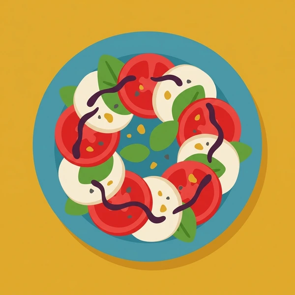 Caprese Salad On Plate arranged as a food scene with clear ingredient details and serving context