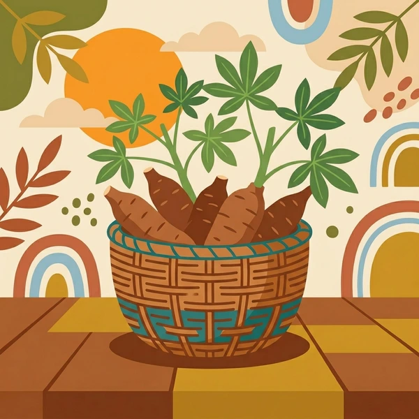 Cassava In Market Basket arranged as a food scene with clear ingredient details and serving context