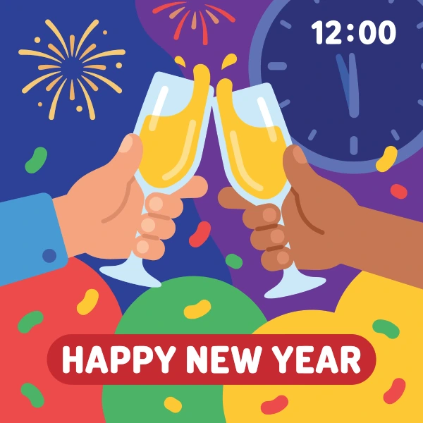 Champagne Toast New Year free printable jigsaw puzzle & coloring page