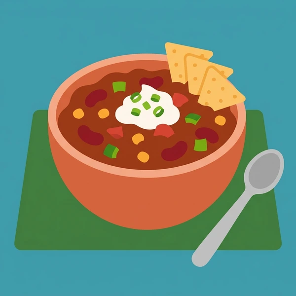 Chili In Soup Bowl arranged as a fresh food scene with visible ingredient details and serving context