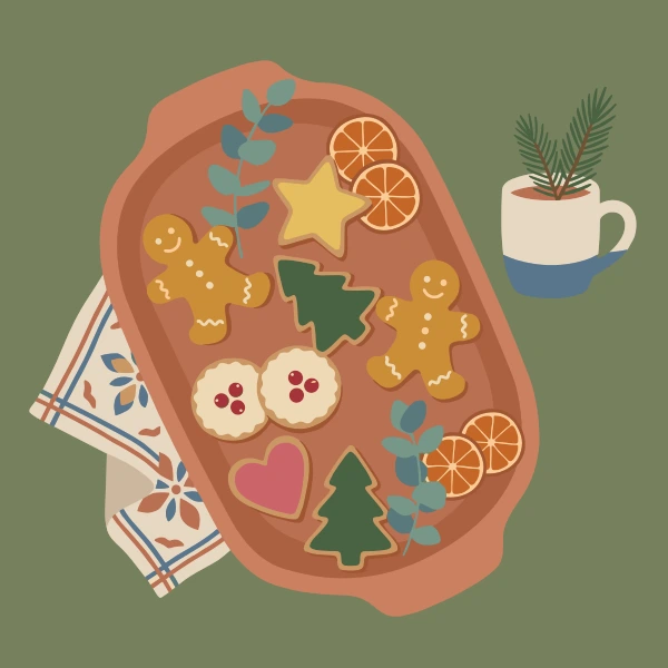 Christmas Cookies Tray free printable jigsaw puzzle & coloring page