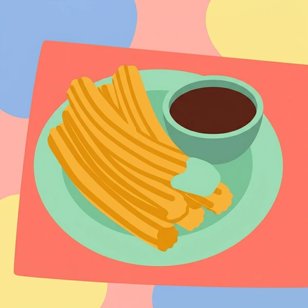 Churros With Chocolate arranged as a fresh food scene with visible ingredient details and serving context