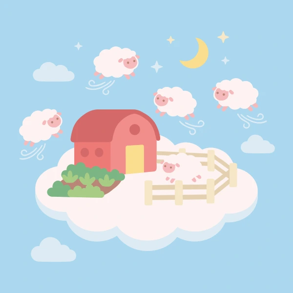 Cloud Farm with Sheep free printable jigsaw puzzle & coloring page