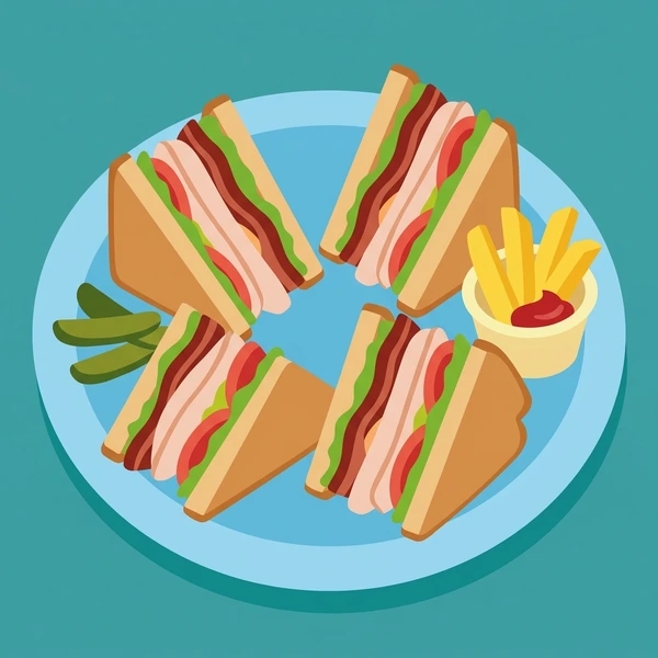 Club Sandwich On Platter arranged as a fresh food scene with visible ingredient details and serving context