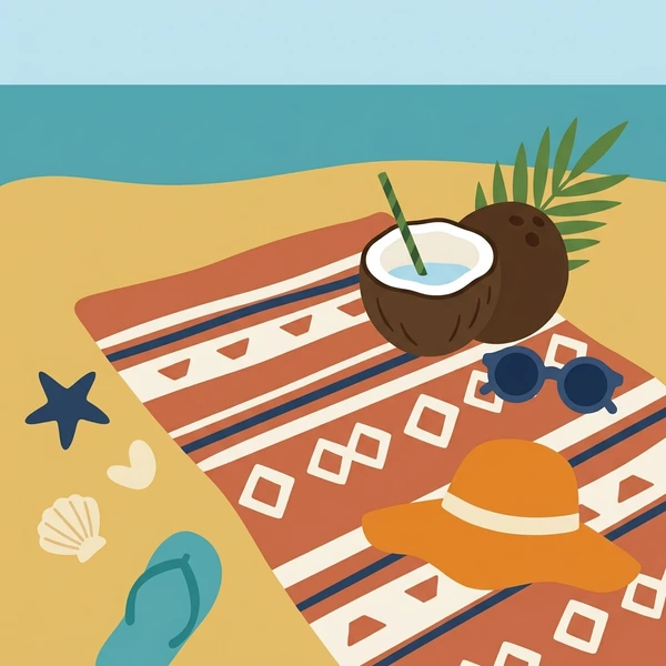 Coconut On Beach Towel arranged as a fresh food scene with visible ingredient details and serving context