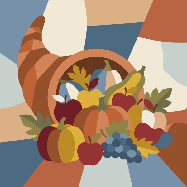 Cornucopia Illustration free printable jigsaw puzzle & coloring page