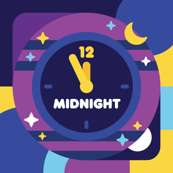 Countdown Clock Midnight free printable jigsaw puzzle & coloring page