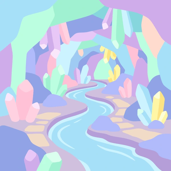 Crystal Cave River free printable jigsaw puzzle & coloring page