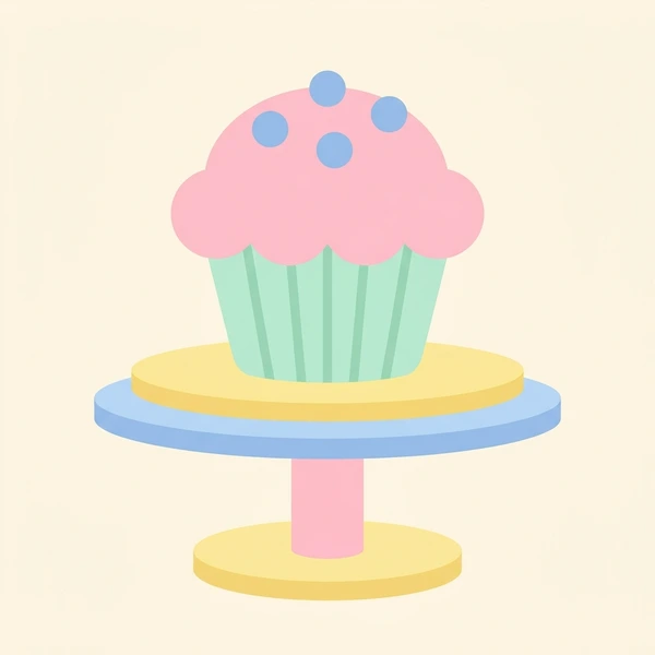 Cupcake On Party Stand displayed as a fresh food scene showing cupcake with swirled frosting, sprinkles, and party stand presentation
