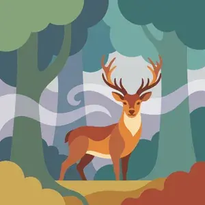 Deer Standing in Misty Woods
