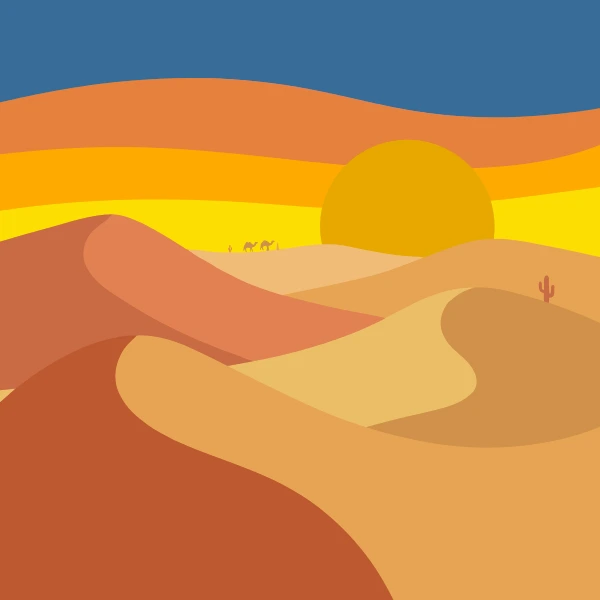Desert Dunes Under Golden Sun free printable jigsaw puzzle & coloring page