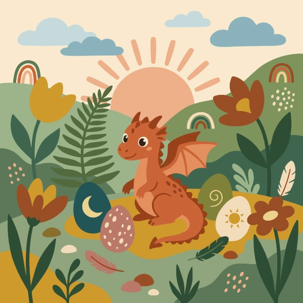 Dragon Egg Garden free printable jigsaw puzzle & coloring page