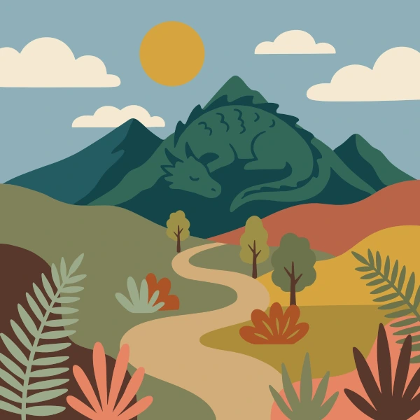 Sleeping Dragon Mountain free printable jigsaw puzzle & coloring page