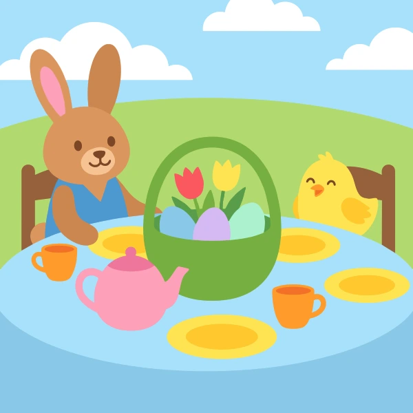 Easter Brunch Table free printable jigsaw puzzle & coloring page