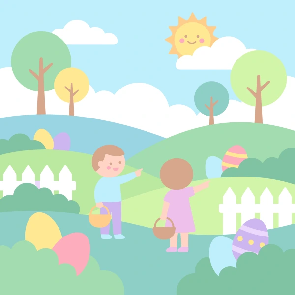 Easter Egg Hunt free printable jigsaw puzzle & coloring page