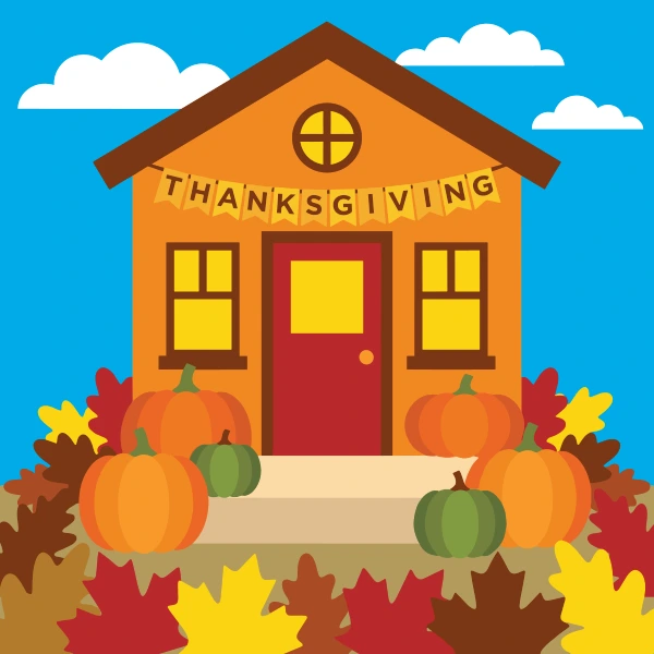 Fall Leaves Thanksgiving Home free printable jigsaw puzzle & coloring page