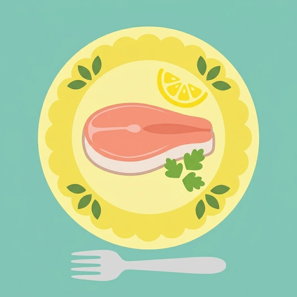 Fish Fillet On Lemon Plate displayed as a fresh food scene showing fish fillet, crispy breading, lemon wedge, and herb garnish