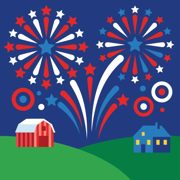 Fourth of July Fireworks free printable jigsaw puzzle & coloring page