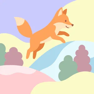 Fox Jumping Through Pastel Hills