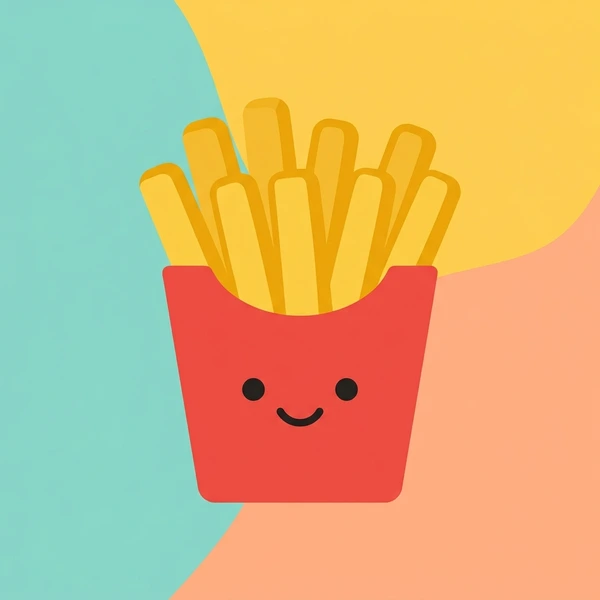 French Fries In Cup displayed as a fresh food scene showing crispy french fries, serving cup, salt seasoning, and ketchup dip side