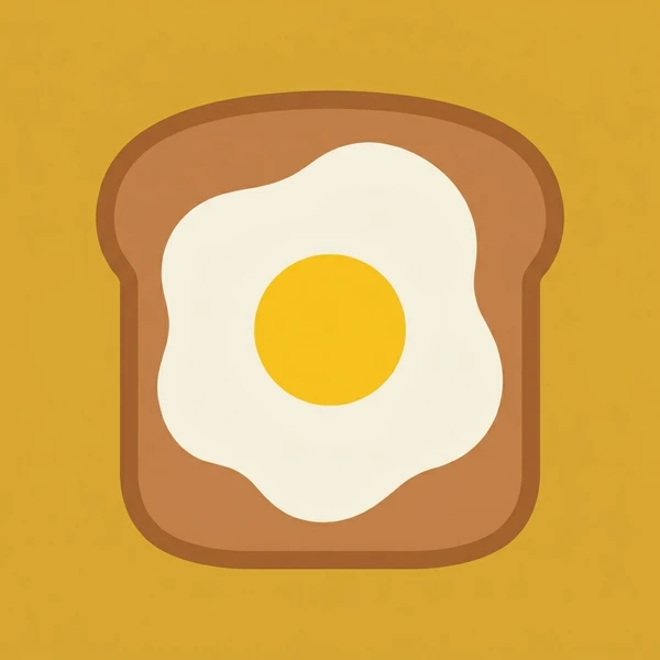 Fried Egg On Toast displayed as a fresh food scene showing fried egg, runny yolk, toast slice, and butter melt