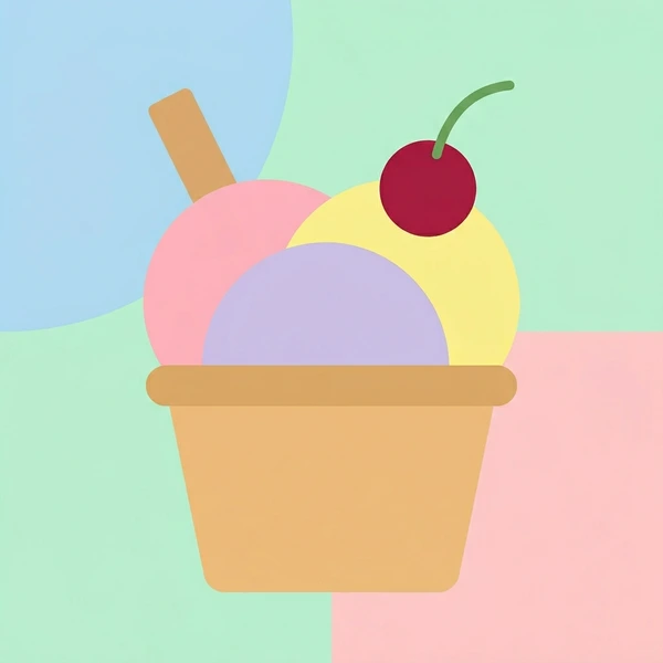 Gelato In Waffle Cup displayed as a fresh food scene showing gelato scoops, waffle cup, pistachio and fruit flavors, and gelato shop styling