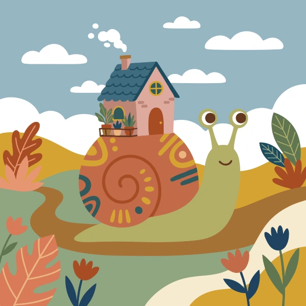 Giant Snail House free printable jigsaw puzzle & coloring page