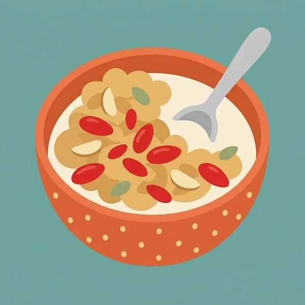 Goji Berries In Granola displayed as a fresh food scene showing goji berries, granola clusters, oat and nut mix, and breakfast bowl