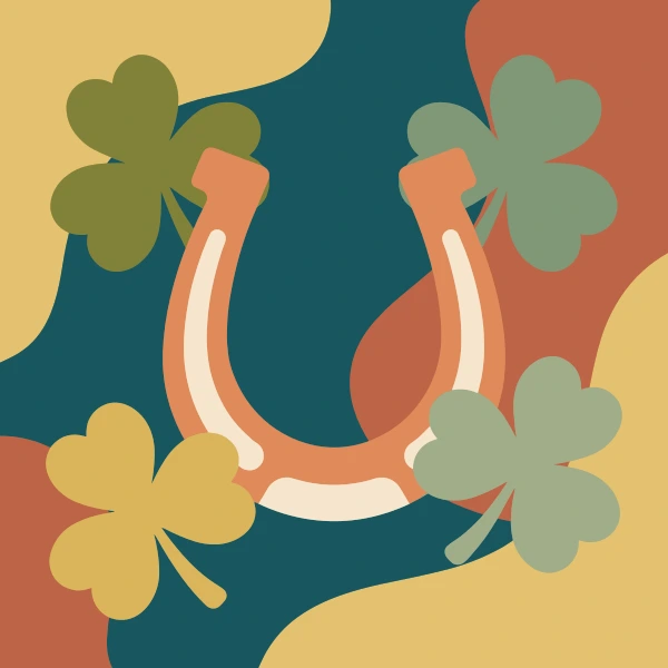 Horseshoe and Clovers free printable jigsaw puzzle & coloring page