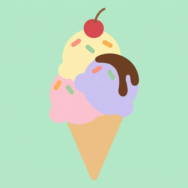 Ice Cream In Cone scene showing ice cream scoops, waffle cone, drip detail, and pastel flavor variety in a food coloring puzzle