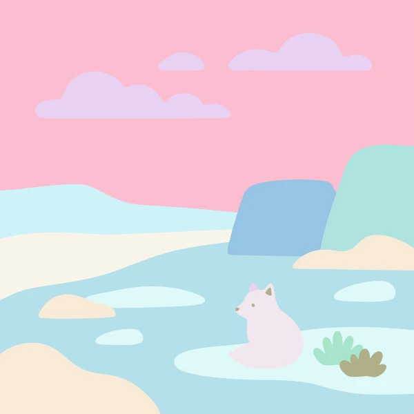 Icy Tundra Under Pink Sky free printable jigsaw puzzle & coloring page