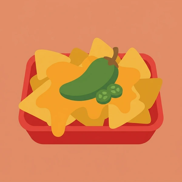 Jalape O On Nacho Tray scene showing jalapeño slices, nacho chips, melted cheese, and loaded nacho tray in a food coloring puzzle