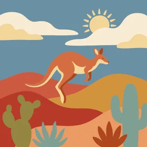 Kangaroo Jumping Across Desert Dunes