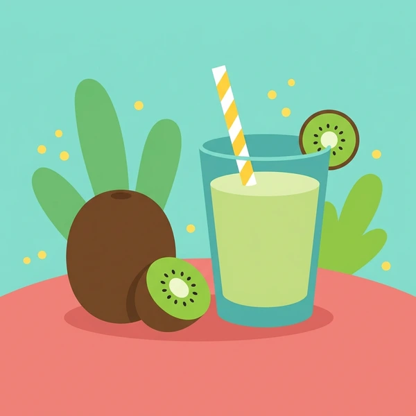 Kiwi Beside Smoothie Glass scene showing kiwi half, seed ring pattern, green smoothie glass, and fruit garnish in a food coloring puzzle