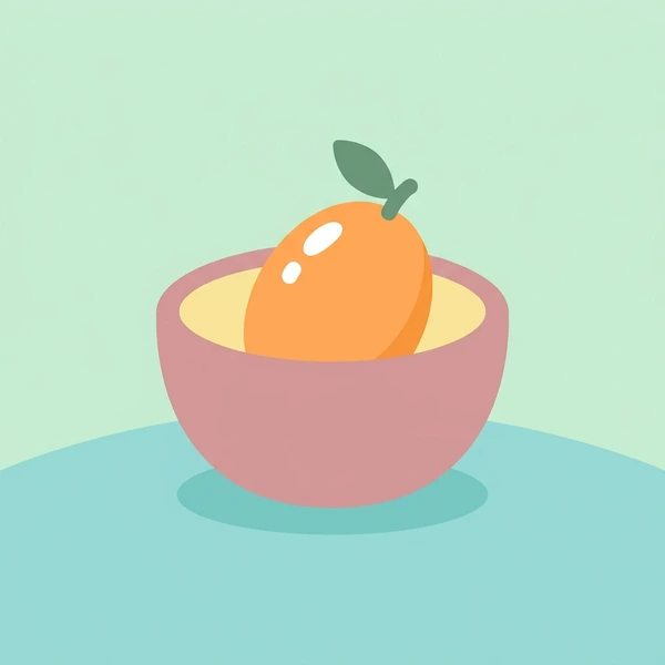 Kumquat In Small Bowl scene showing kumquat fruits, orange skin, small pastel bowl, and citrus leaf stem in a food coloring puzzle