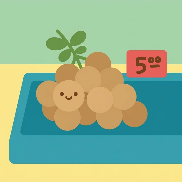 Longan On Market Tray scene showing longan fruits, papery shell exterior, white flesh interior, and market tray in a food coloring puzzle