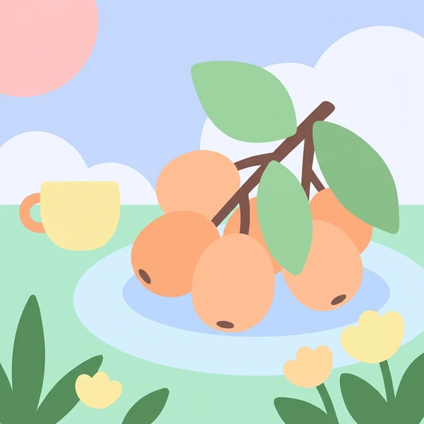 Loquat On Spring Table scene showing loquat fruits, apricot-orange skin, leafy stems, and spring table setting in a food coloring puzzle