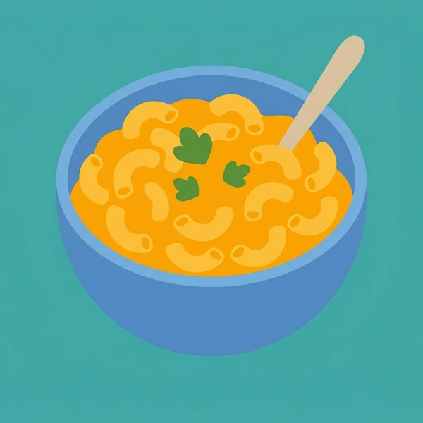 Mac And Cheese Bowl scene showing macaroni pasta, thick cheese sauce, breadcrumb crust topping, and comfort bowl in a food coloring puzzle